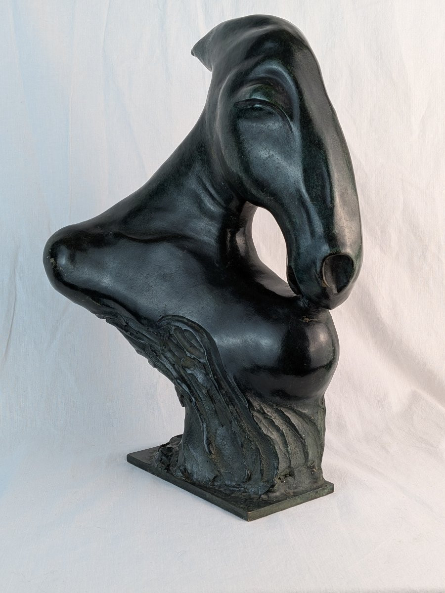 Sculpture Of A Horse's Head, Illegible Signature, Inspired By Dali-photo-2