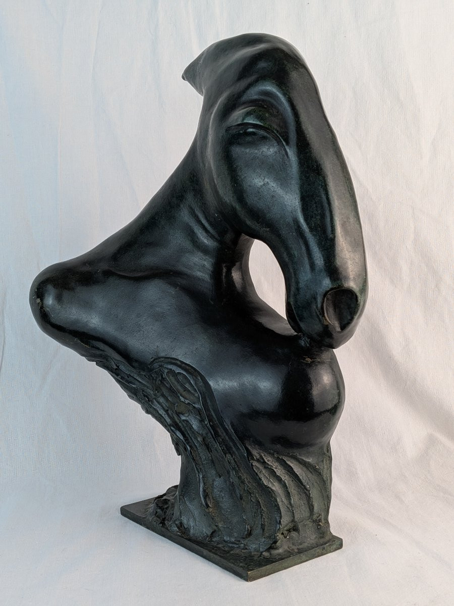 Sculpture Of A Horse's Head, Illegible Signature, Inspired By Dali-photo-2