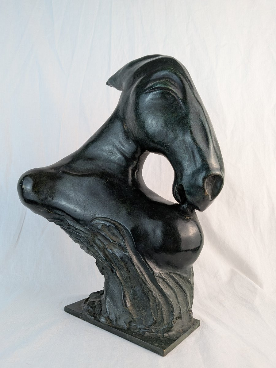 Sculpture Of A Horse's Head, Illegible Signature, Inspired By Dali-photo-5