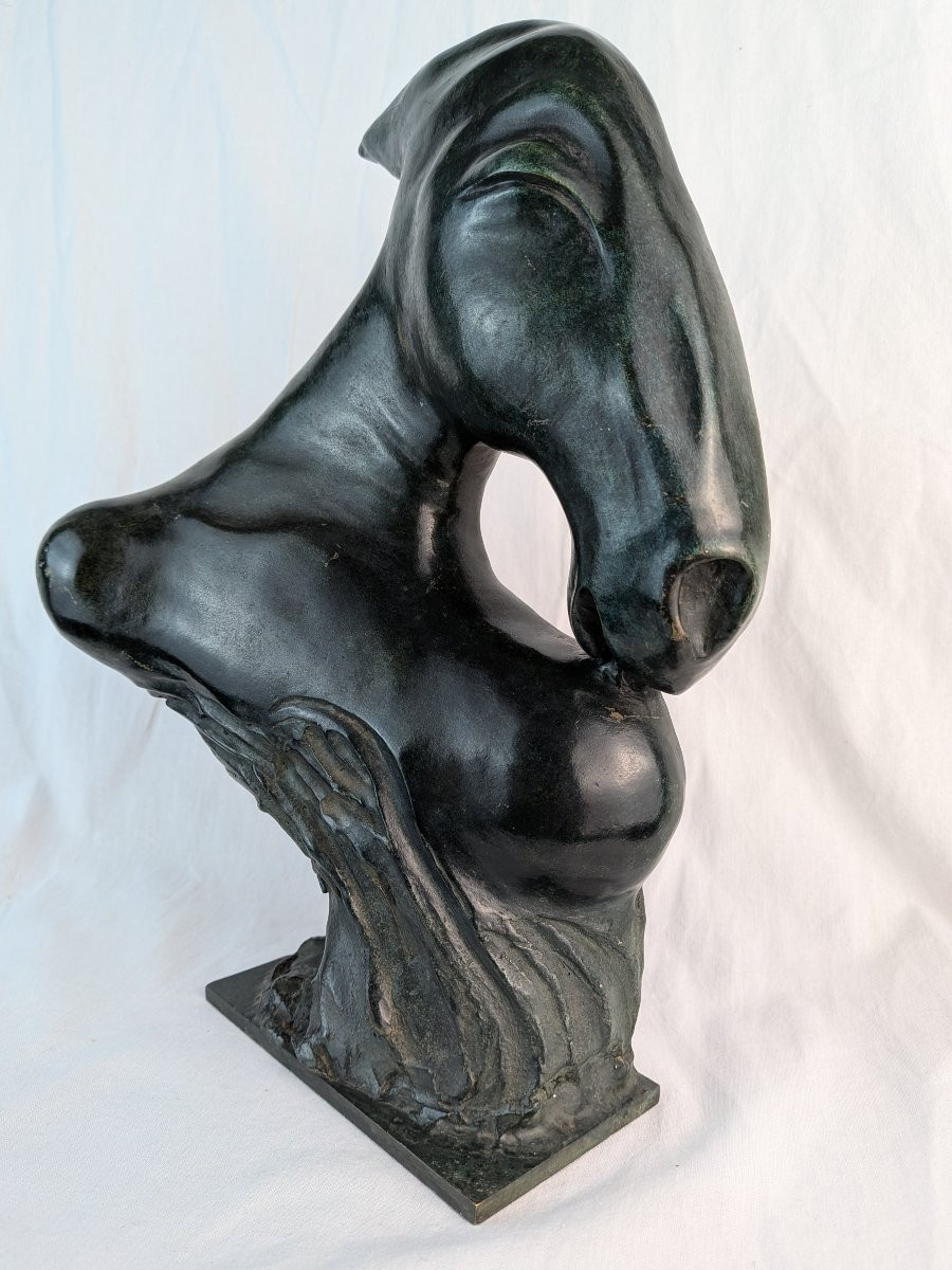 Sculpture Of A Horse's Head, Illegible Signature, Inspired By Dali-photo-8