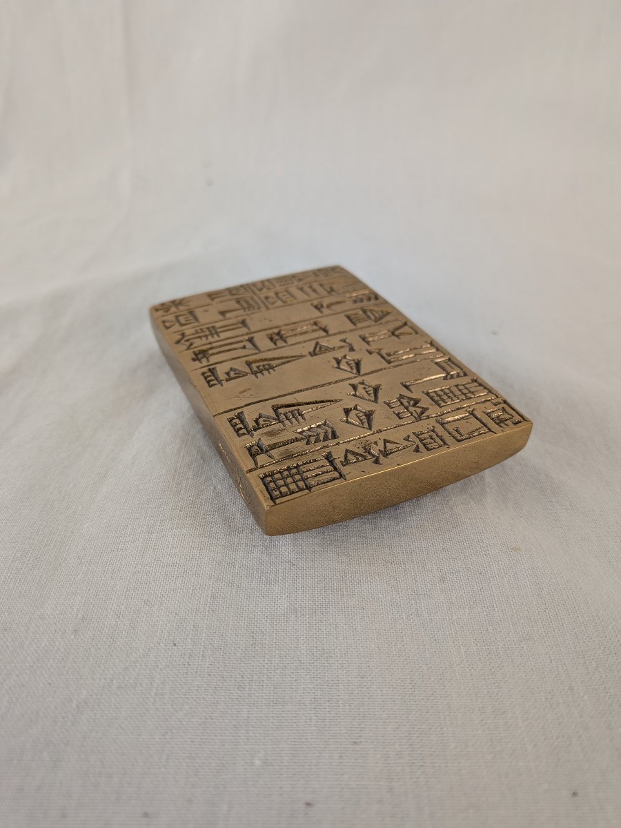 Bronze Paperweight, Foundation Tablet Of The Temple Of The Goddess Nanshé-photo-2