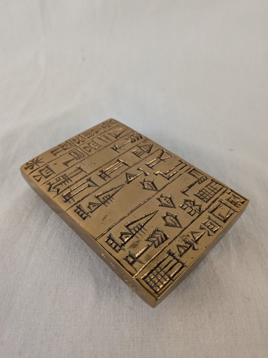 Bronze Paperweight, Foundation Tablet Of The Temple Of The Goddess Nanshé-photo-4