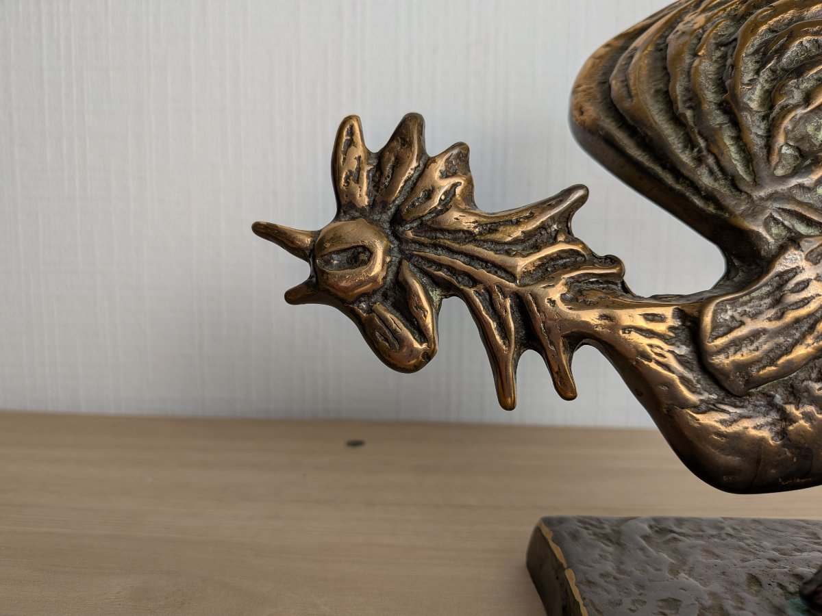 Bronze Rooster Signed By Lohé-photo-4