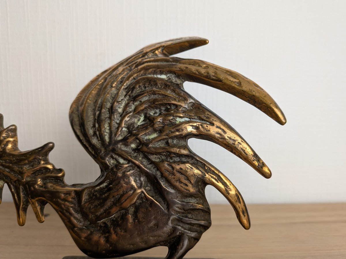 Bronze Rooster Signed By Lohé-photo-1
