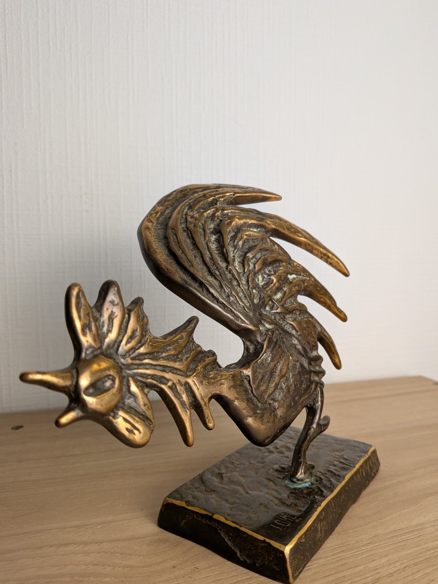 Bronze Rooster Signed By Lohé-photo-6