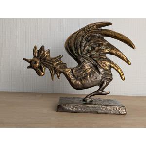 Coq en bronze signé Lohé