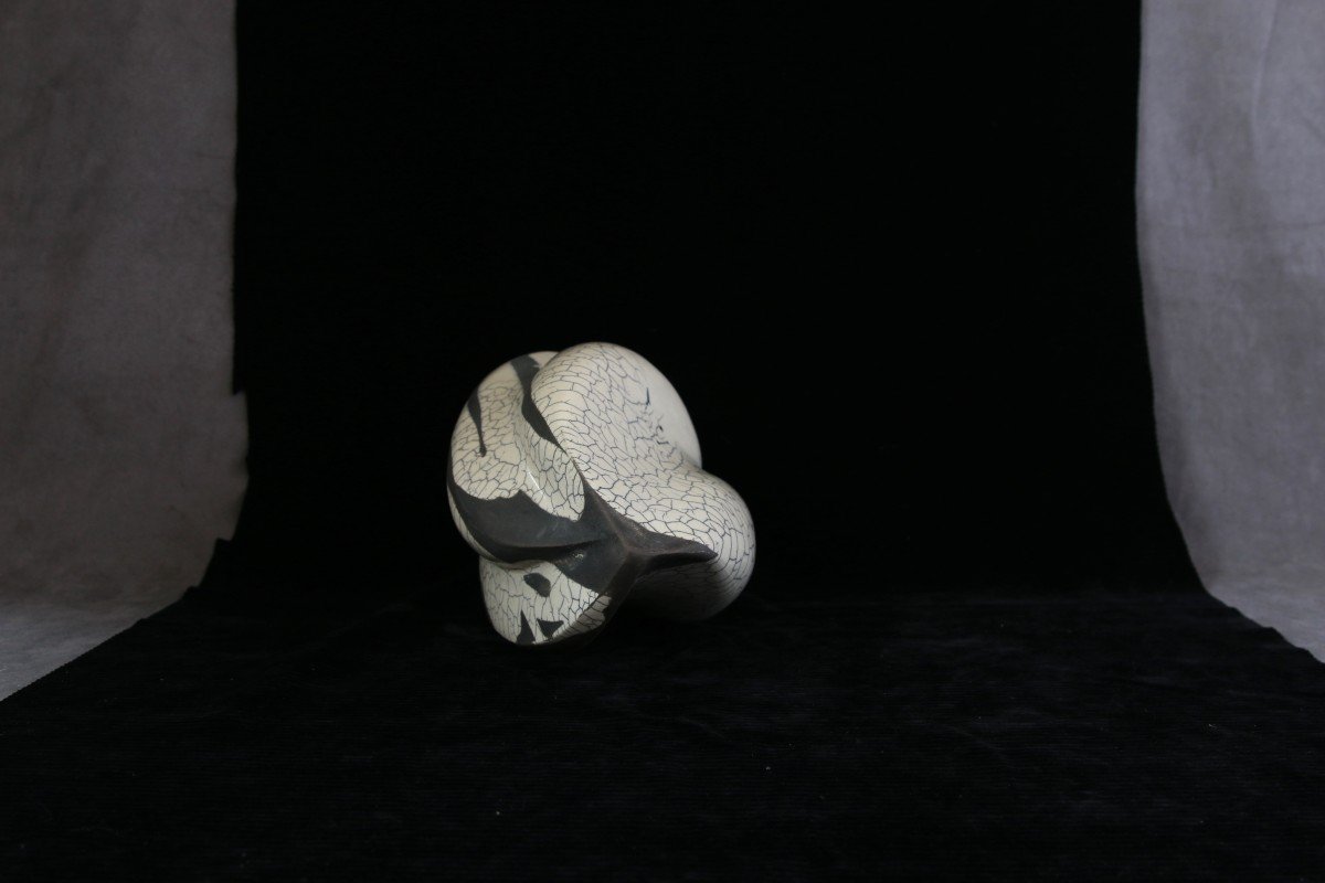 Large Abstract Biomorphic Sculpture In Raku Glazed Ceramic, Belgium, 20th Century-photo-1