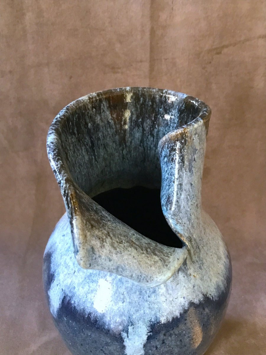 Sculptural Vase In Glazed Stoneware, France (circa 1960)-photo-3