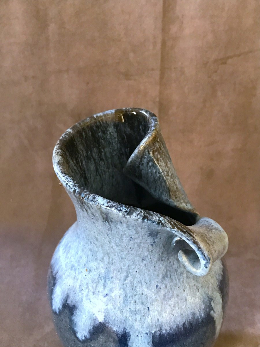 Sculptural Vase In Glazed Stoneware, France (circa 1960)-photo-4