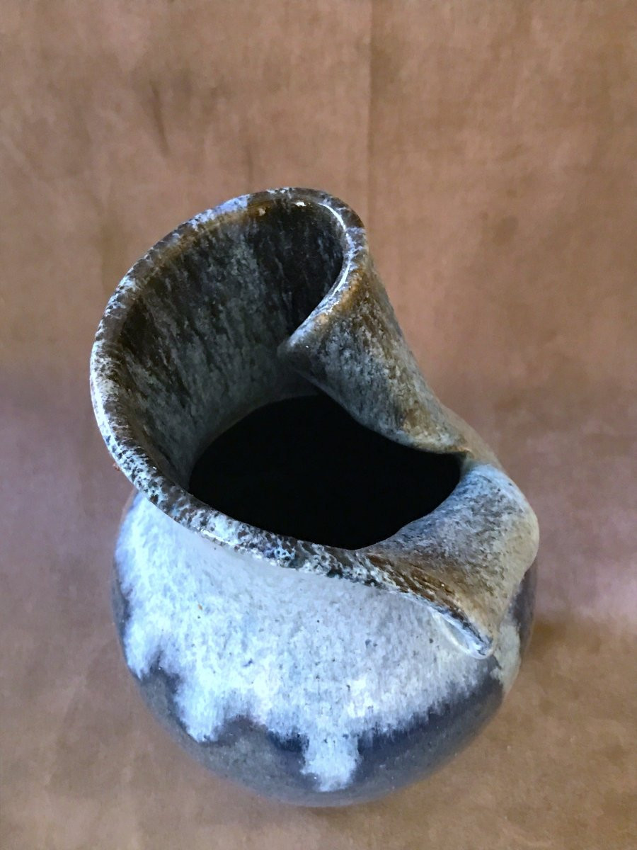 Sculptural Vase In Glazed Stoneware, France (circa 1960)-photo-1