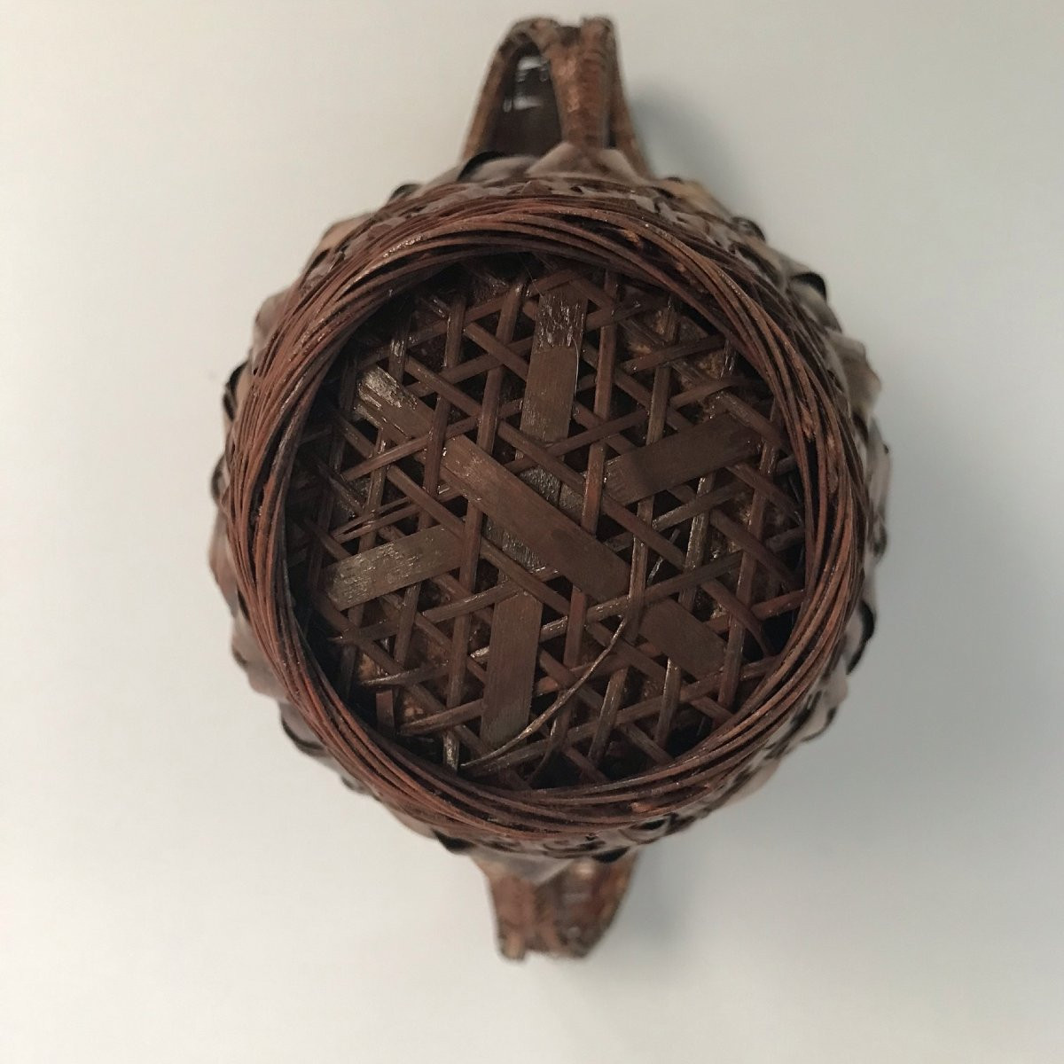 Hanakago Basket With Copper Insert For Ikebana-photo-3