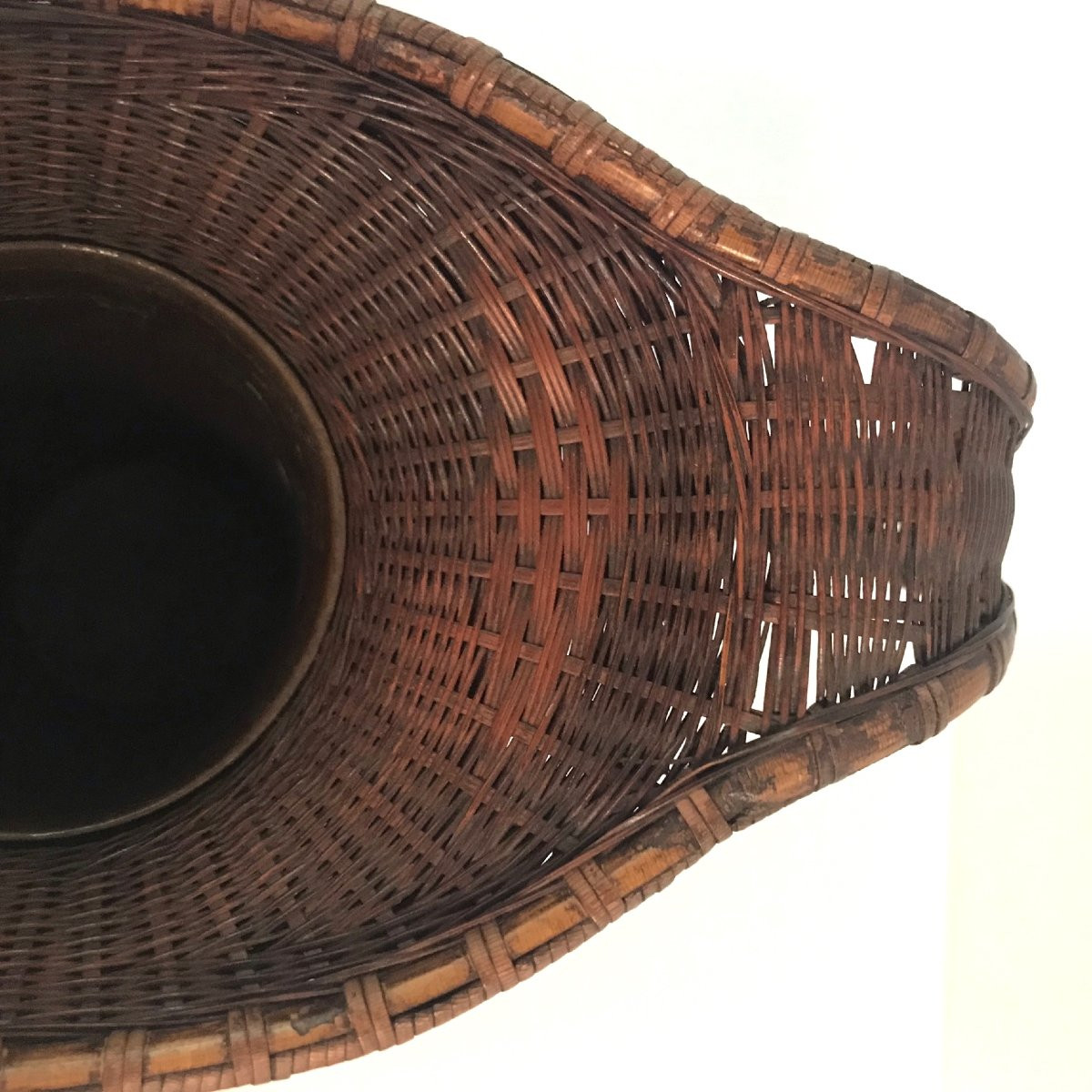 Hanakago Basket With Copper Insert For Ikebana-photo-4