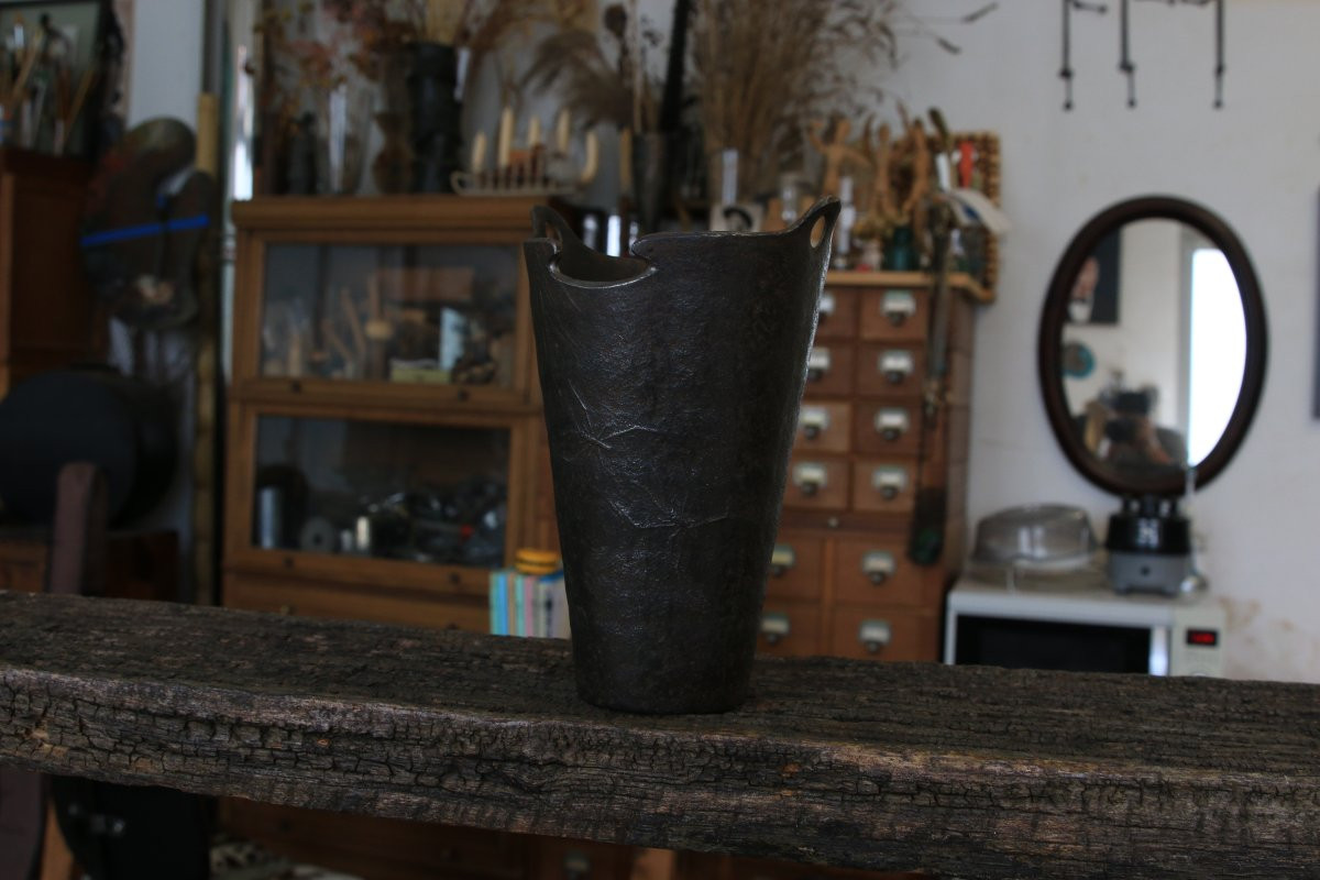 Cast Iron (steel) Ikebana Vase, Japan – Meiji Period (1868 – 1912)-photo-6