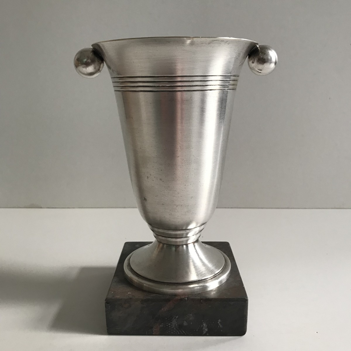 Modernist (art Deco) Silver-plated Metal Vase And Trophy Cup 