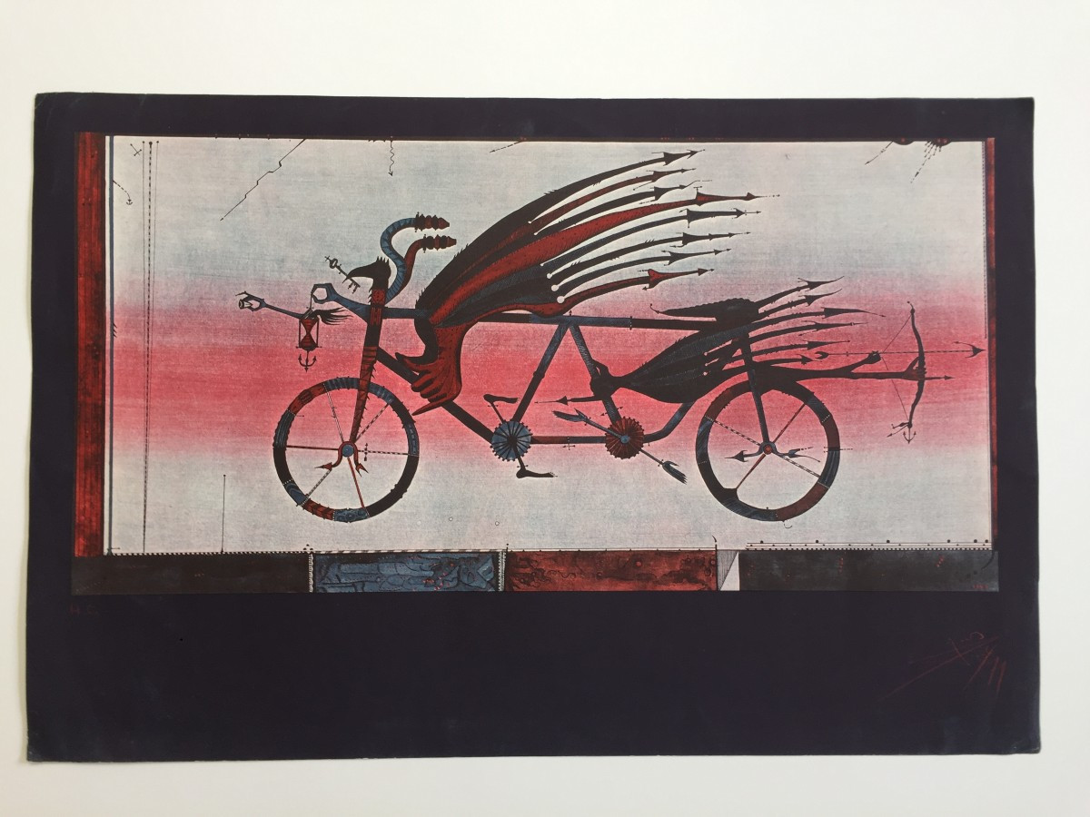 Lithographie originale signée, 1979, Joan PONÇ (1927–1984) Sans titre (« Bicyclette magique »)