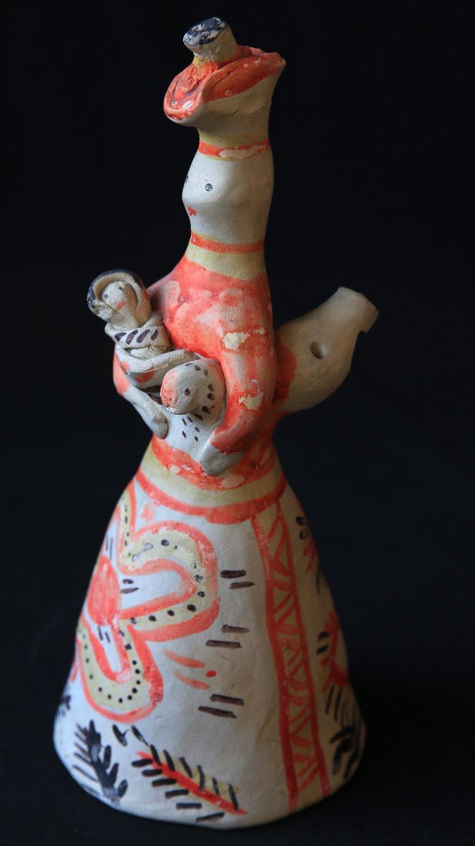 Sifflets russes en argile – Couple Filimonovo, années 1980, art brut, art naïf-photo-1