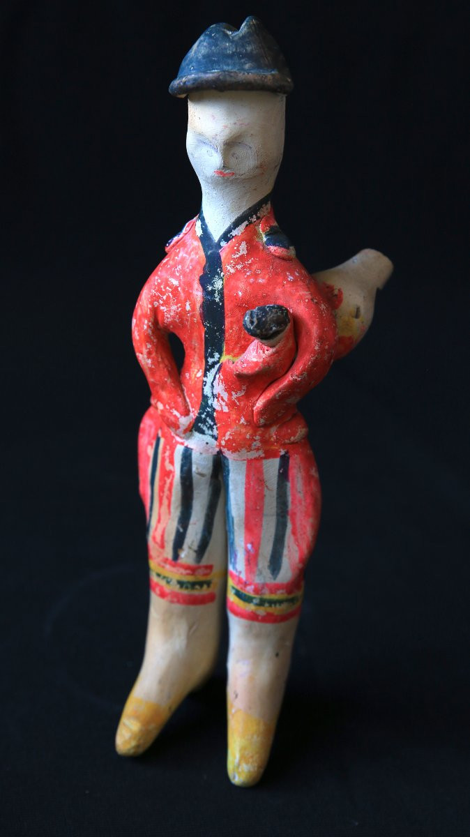 Sifflets russes en argile – Couple Filimonovo, années 1980, art brut, art naïf-photo-2