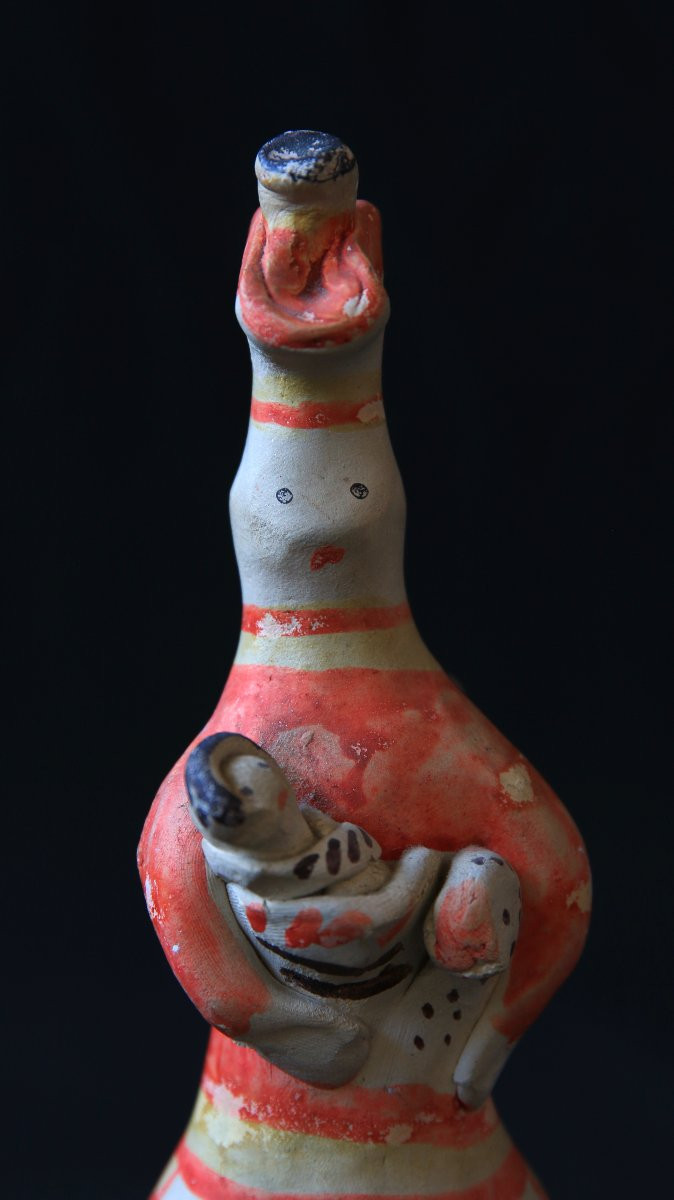 Sifflets russes en argile – Couple Filimonovo, années 1980, art brut, art naïf-photo-3