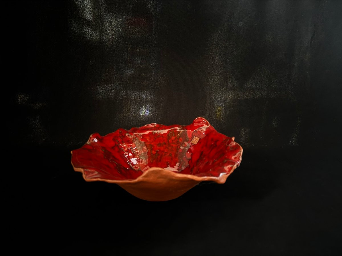 Salad Bowl, Glazed Stoneware Fruit Bowl, Belgium, Circa 1980-photo-5