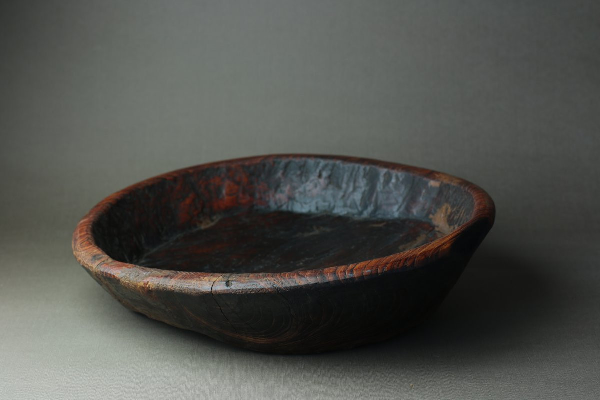 Grande coupe, monoxyle, en noyer massif, Ardeche, France, XIXe siècle-photo-1