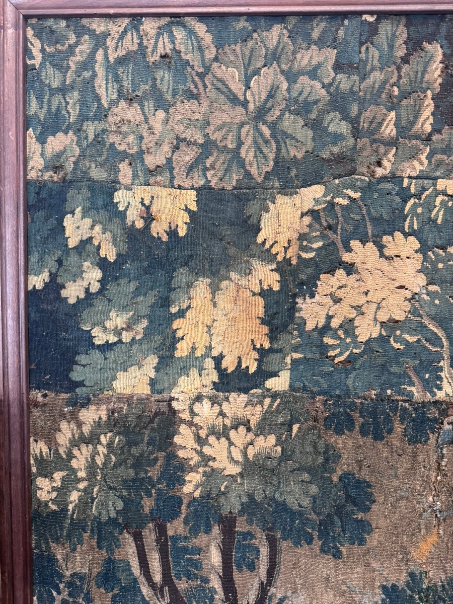 Tapisserie Aubusson « Verdures » — Laine tissée main — XVIIe / XVIIIe siècle-photo-2