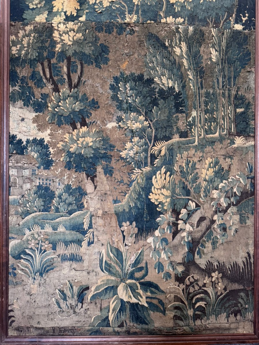 Tapisserie Aubusson « Verdures » — Laine tissée main — XVIIe / XVIIIe siècle-photo-3