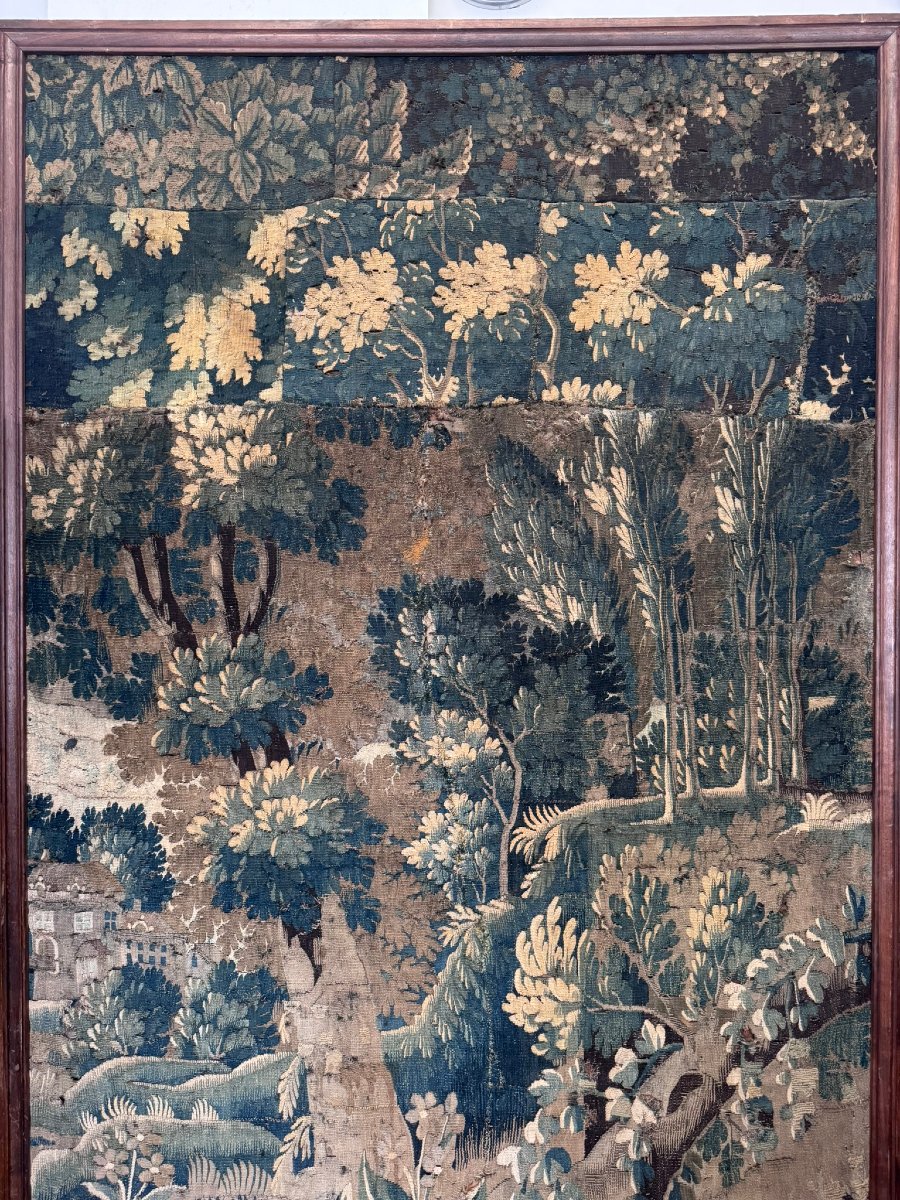 Tapisserie Aubusson « Verdures » — Laine tissée main — XVIIe / XVIIIe siècle-photo-4