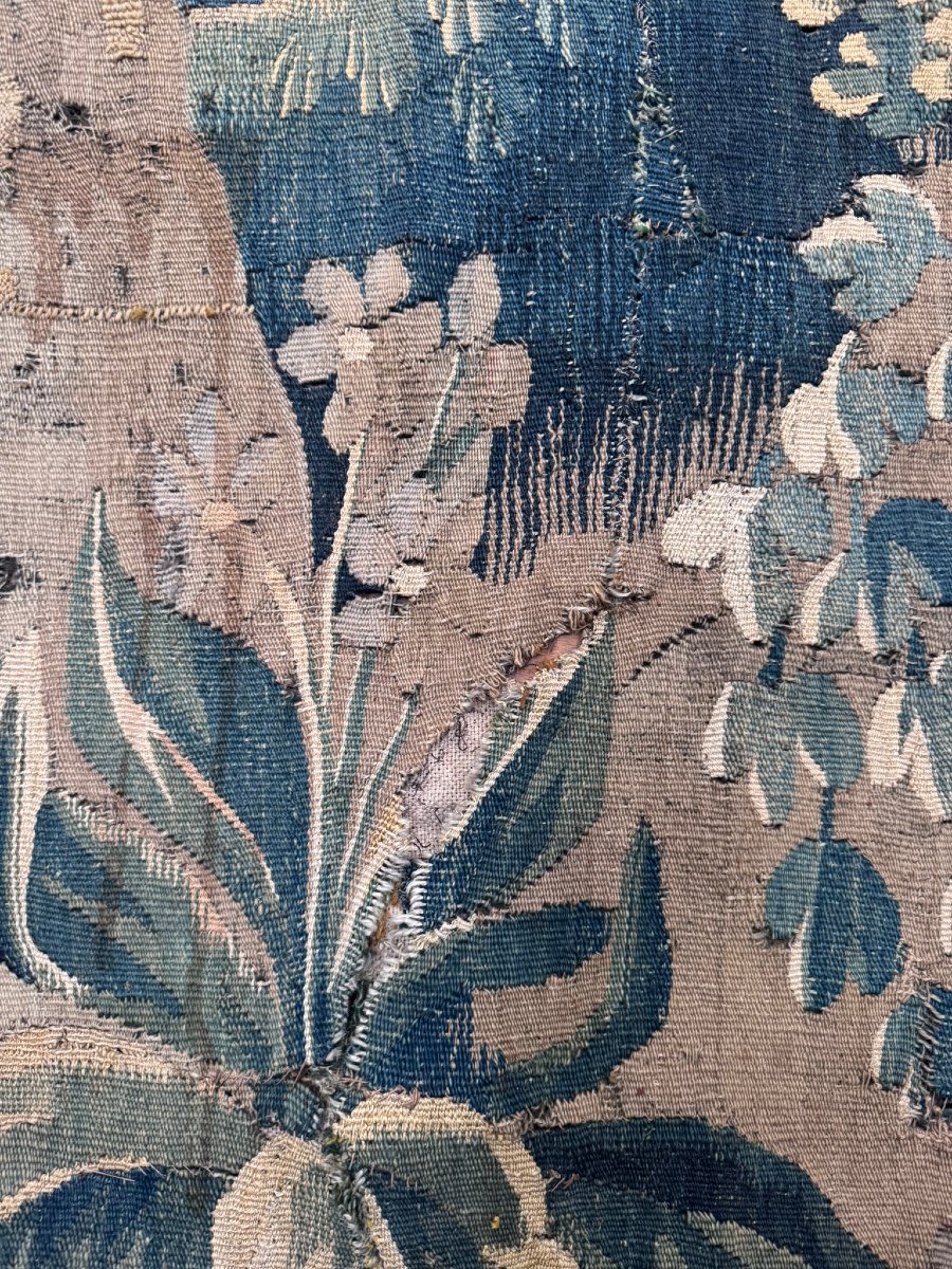 Tapisserie Aubusson « Verdures » — Laine tissée main — XVIIe / XVIIIe siècle-photo-2