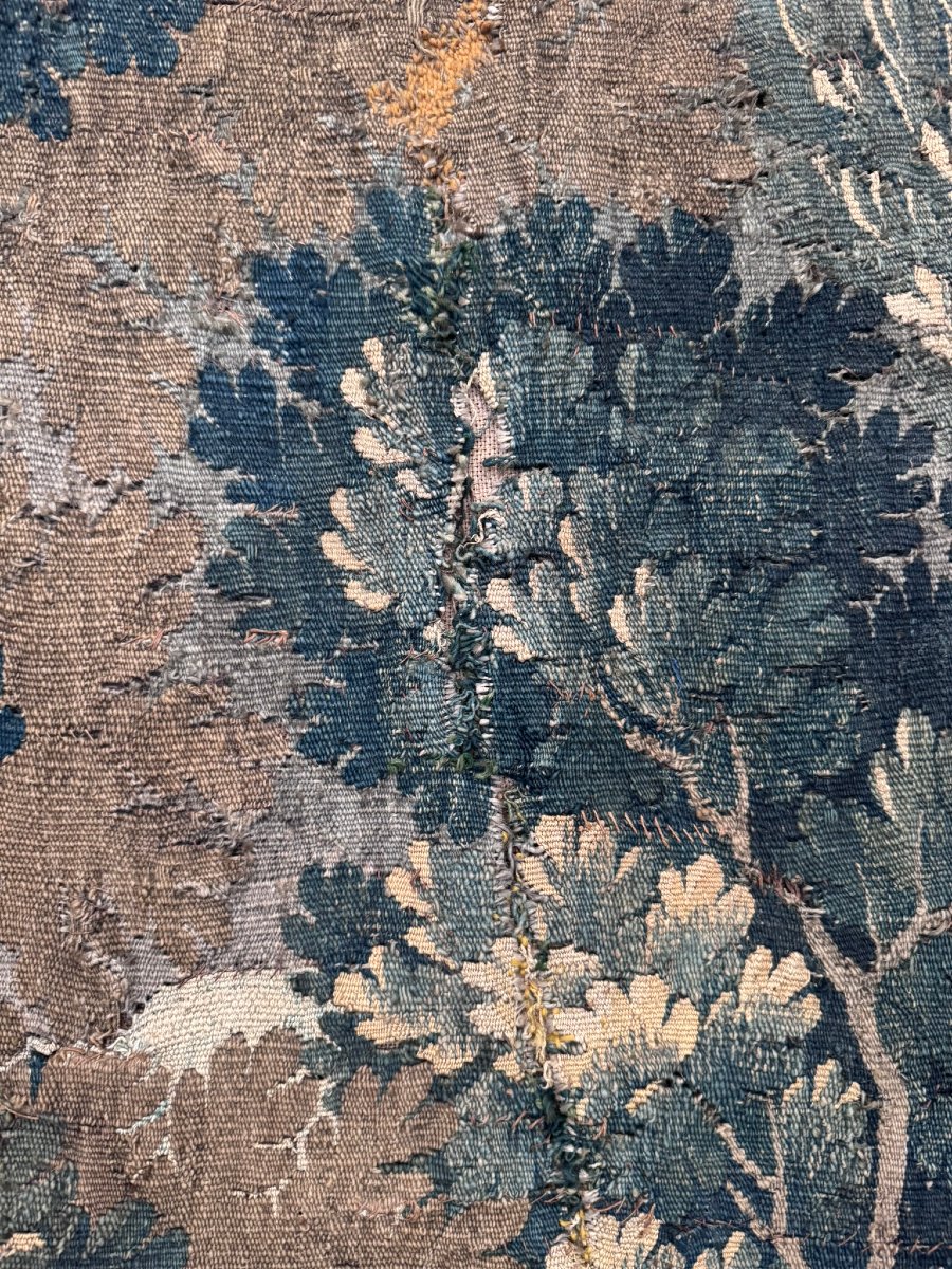 Tapisserie Aubusson « Verdures » — Laine tissée main — XVIIe / XVIIIe siècle-photo-6