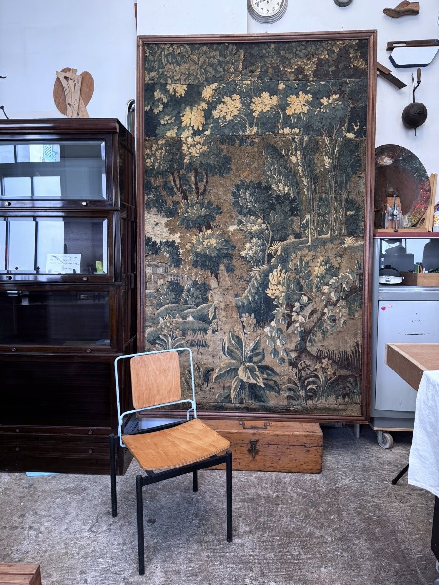 Tapisserie Aubusson « Verdures » — Laine tissée main — XVIIe / XVIIIe siècle-photo-8