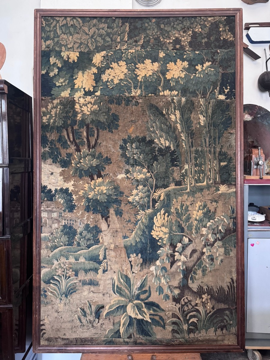 Tapisserie Aubusson « Verdures » — Laine tissée main — XVIIe / XVIIIe siècle