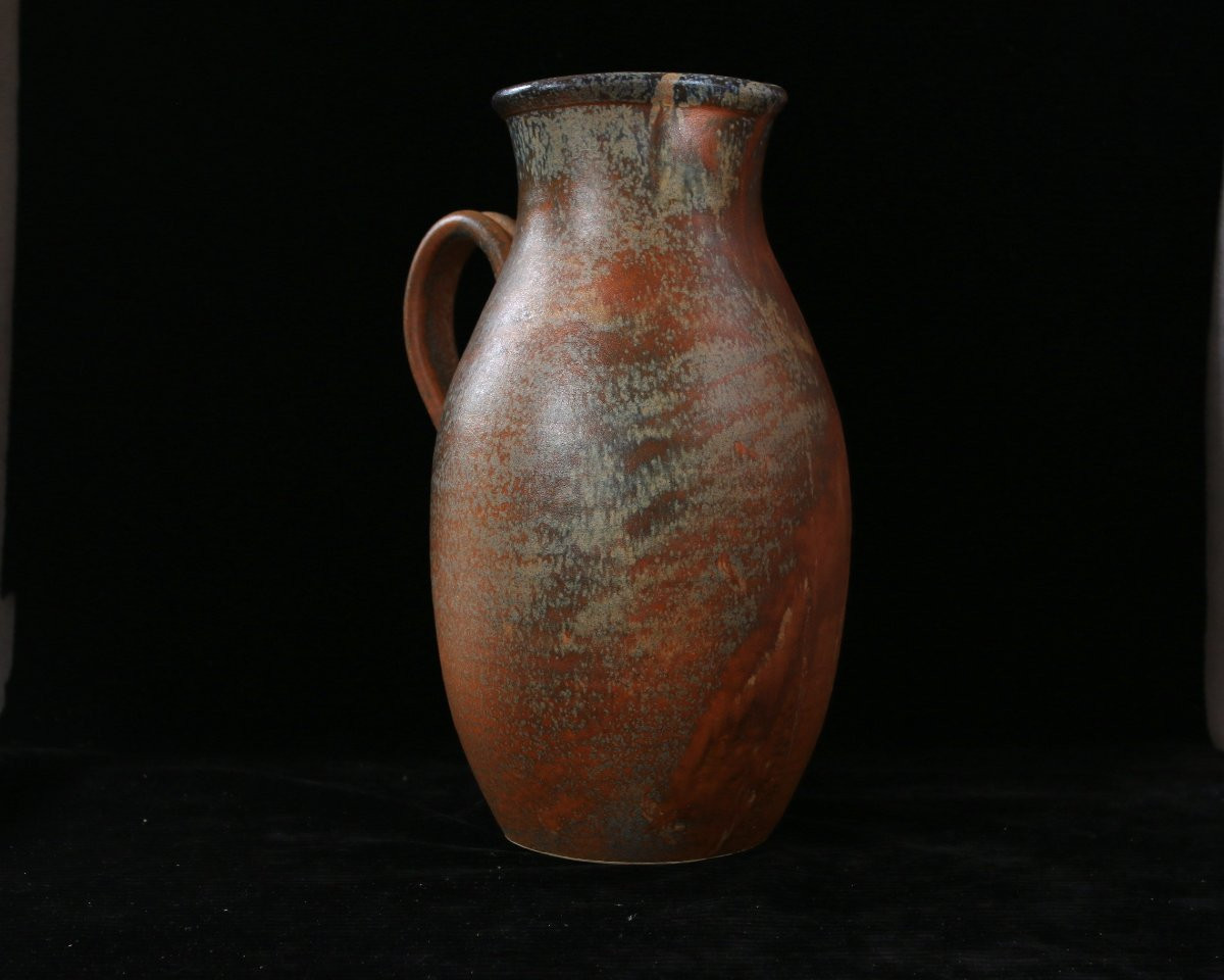 Large Wood-fired Stoneware Pitcher, Circa 1980-photo-2