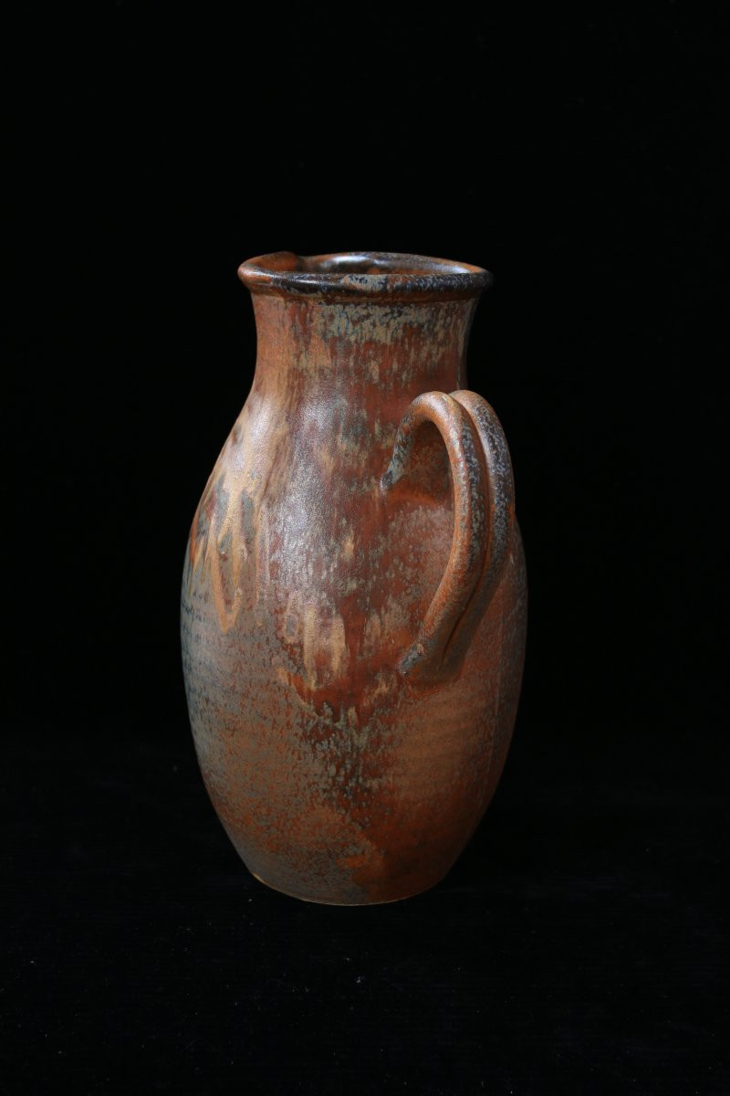 Large Wood-fired Stoneware Pitcher, Circa 1980-photo-3