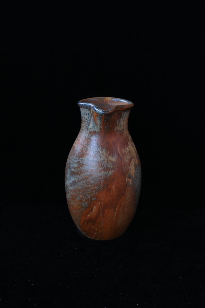 Large Wood-fired Stoneware Pitcher, Circa 1980-photo-4