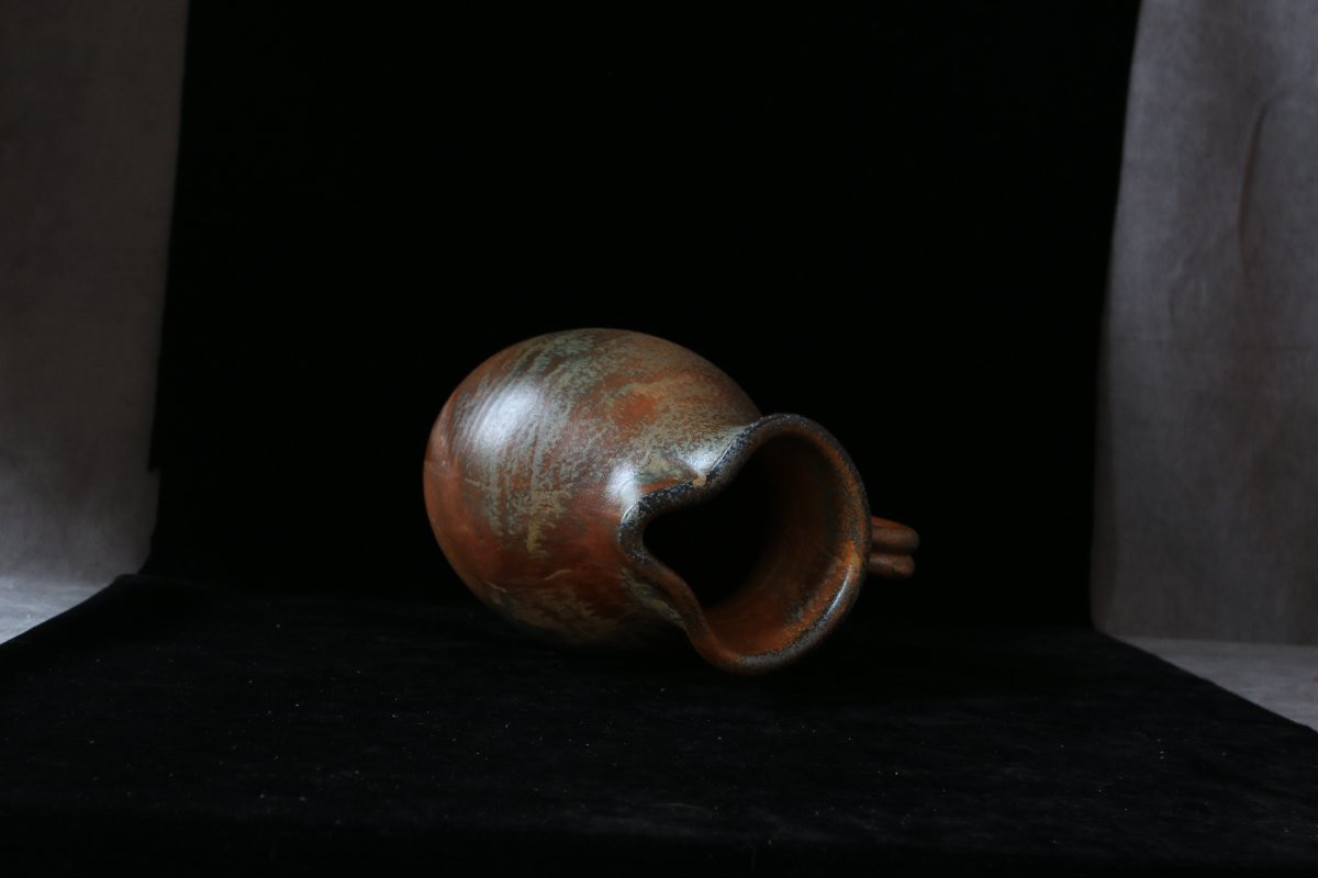 Large Wood-fired Stoneware Pitcher, Circa 1980-photo-2