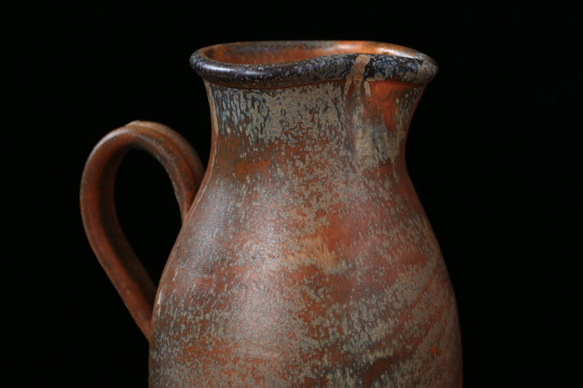 Large Wood-fired Stoneware Pitcher, Circa 1980-photo-3