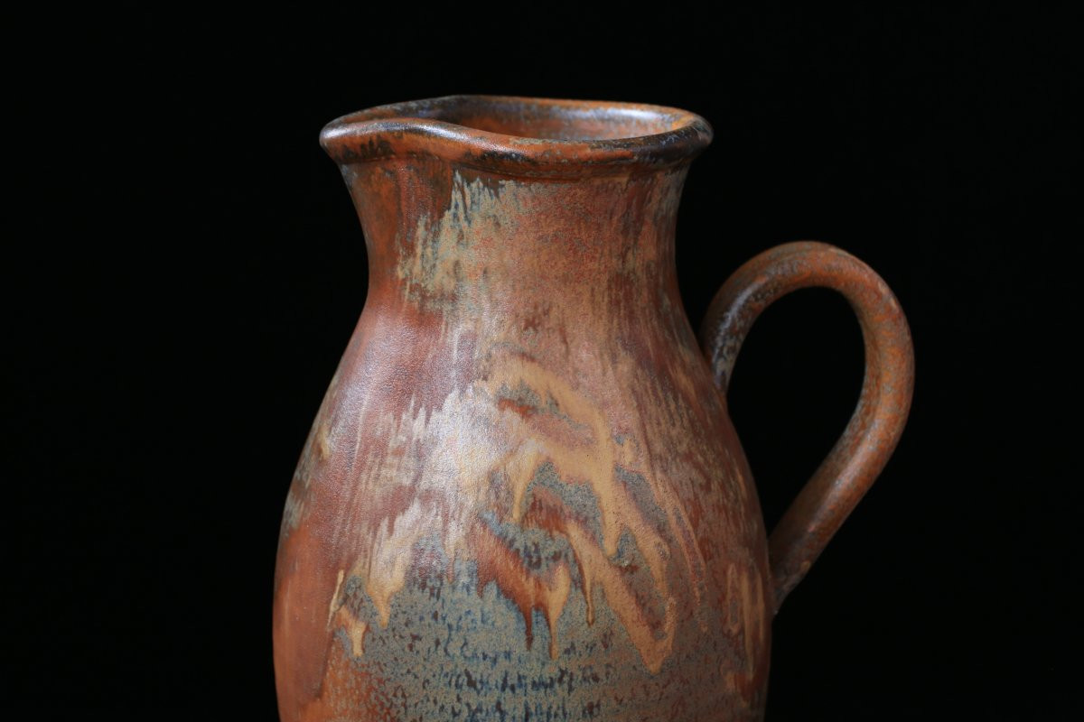 Large Wood-fired Stoneware Pitcher, Circa 1980-photo-6