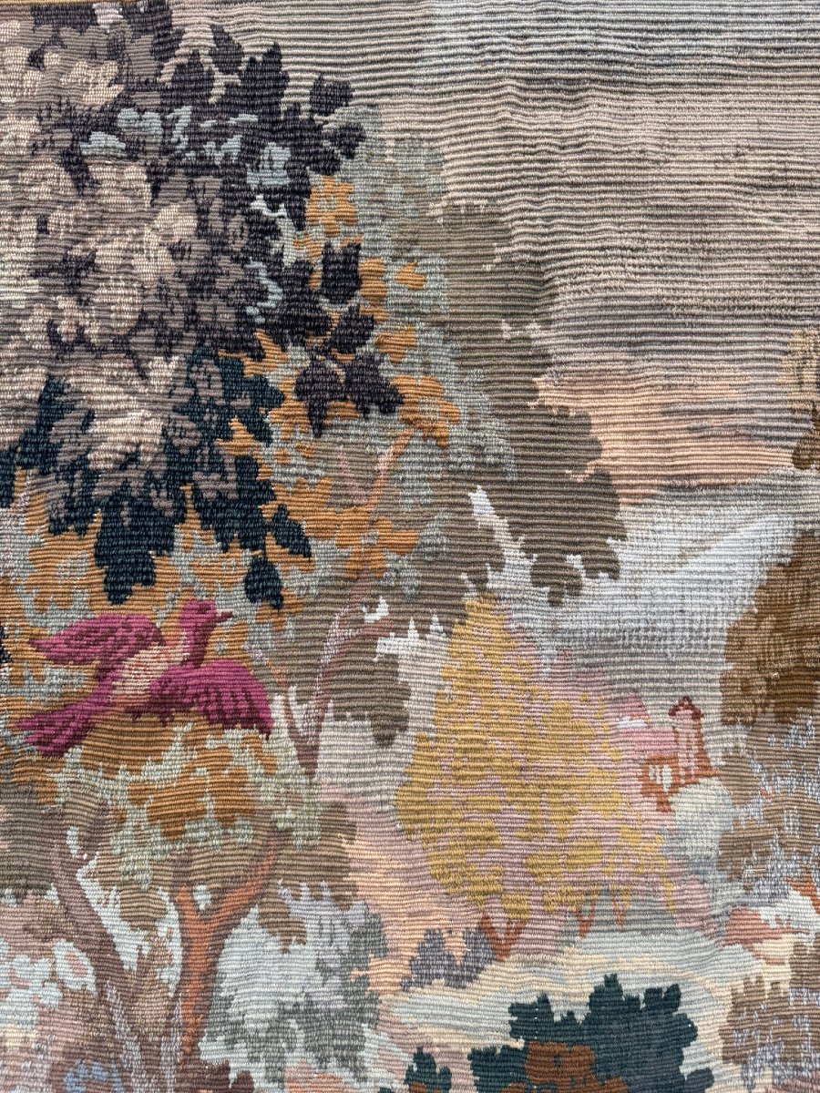 Tapisserie Aubusson "Verdure Flamande" entiérement fait à la main, 1979-photo-3