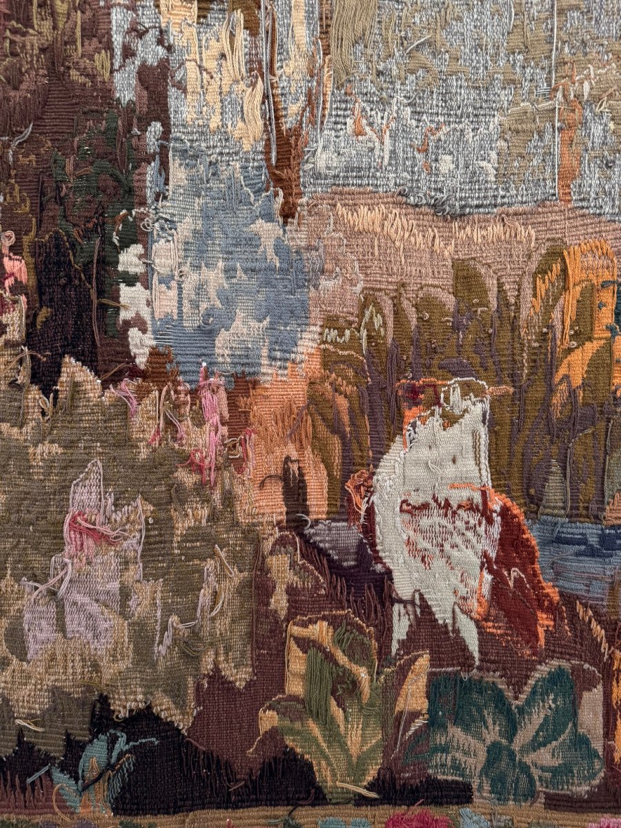 Tapisserie Aubusson "Verdure Flamande" entiérement fait à la main, 1979-photo-4