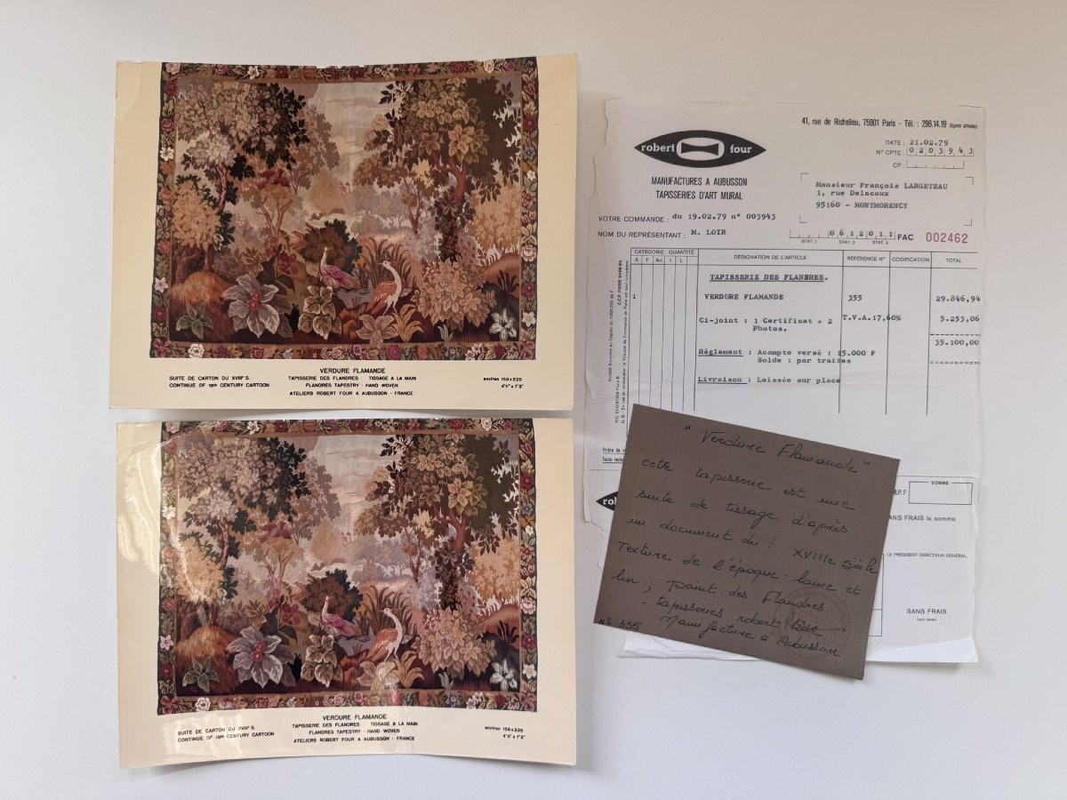 Tapisserie Aubusson "Verdure Flamande" entiérement fait à la main, 1979-photo-8