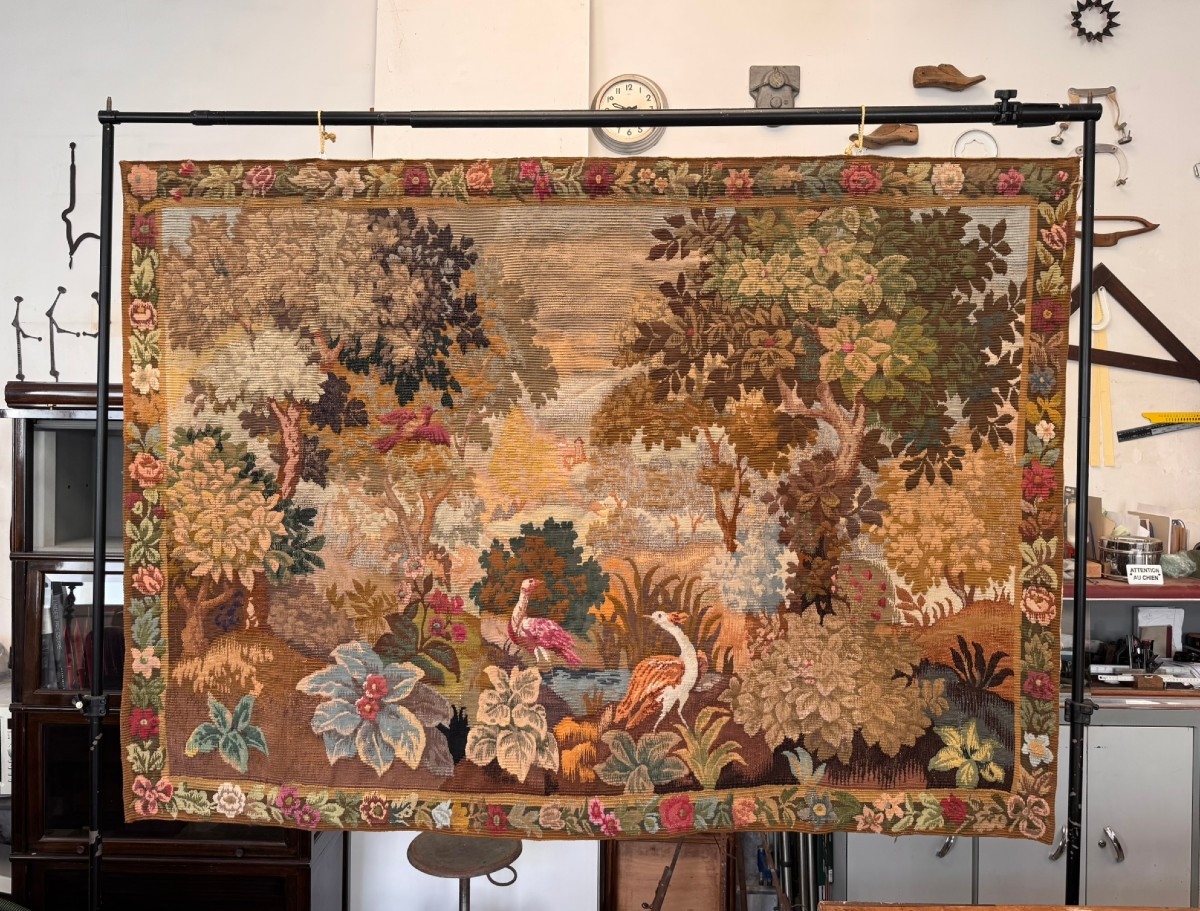 Tapisserie Aubusson "Verdure Flamande" entiérement fait à la main, 1979
