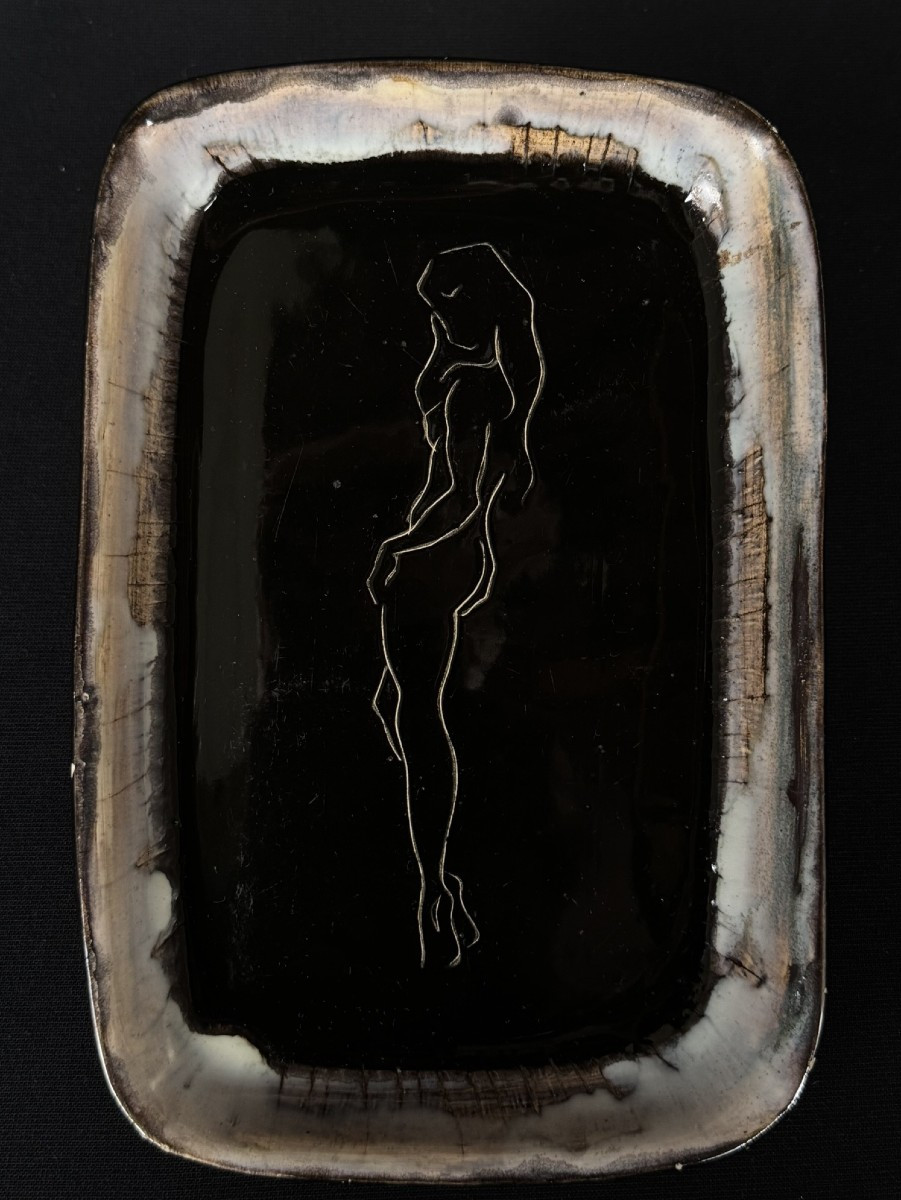   Ceramic Dish, Atelier Cerenne - Vallauris, Female Nude (ii), Circa 1950