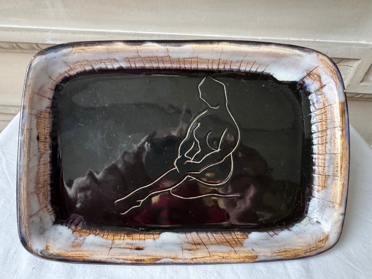  Ceramic Dish, Atelier Cerenne - Vallauris, Female Nude (iii), Circa 1950-photo-1