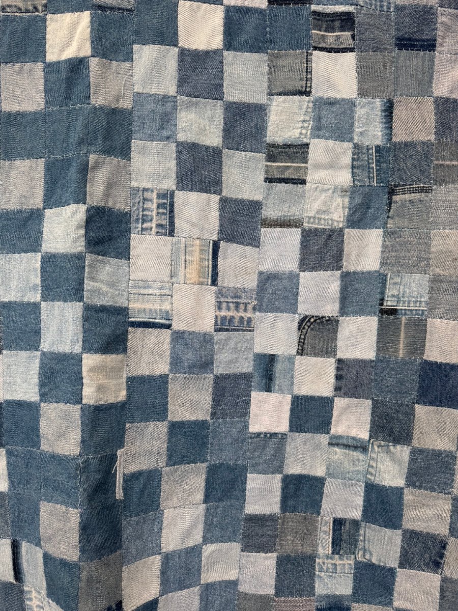 Large Handmade Denim Patchwork Quilt, Oregon, Usa, 1996-photo-4