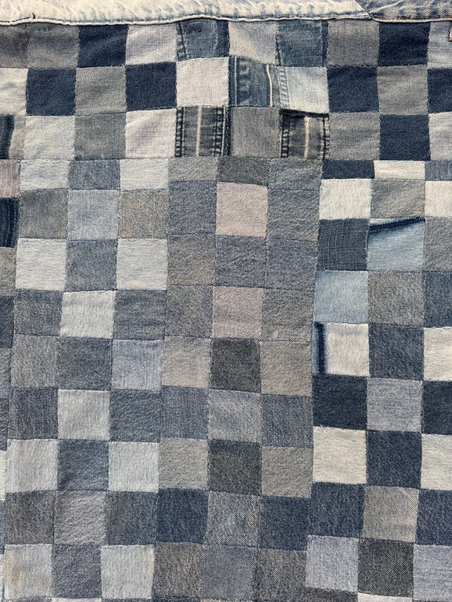 Large Handmade Denim Patchwork Quilt, Oregon, Usa, 1996-photo-1
