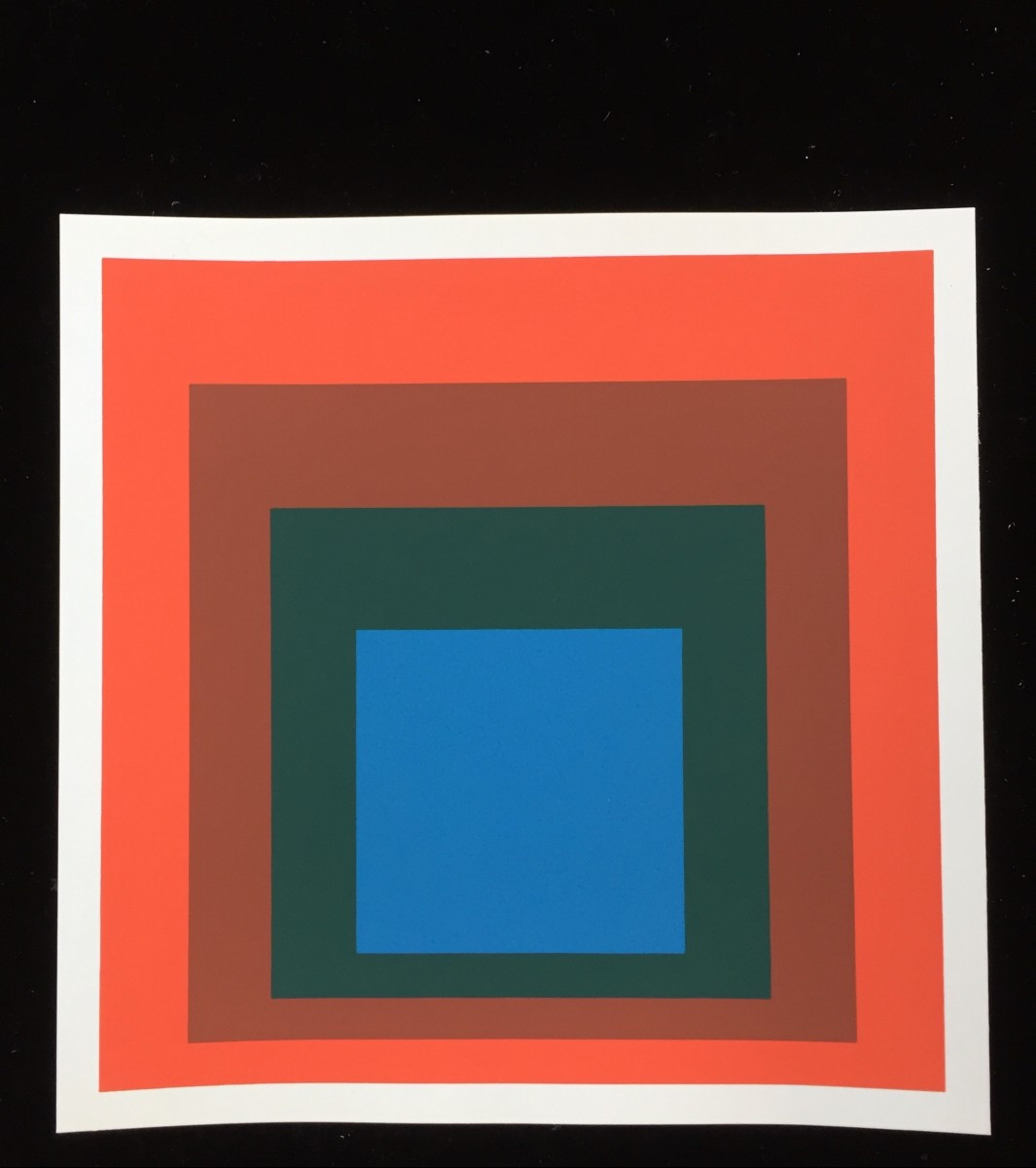 Albers, Josef, Silkscreen On Vellum - Homage To The Square: Blue + Darkgreen With 2 Reds, 1955