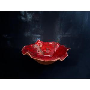 Saladier, Coupe à fruit en grès émaillé, Belgique, vers 1980