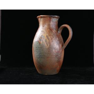 Large Wood-fired Stoneware Pitcher, Circa 1980