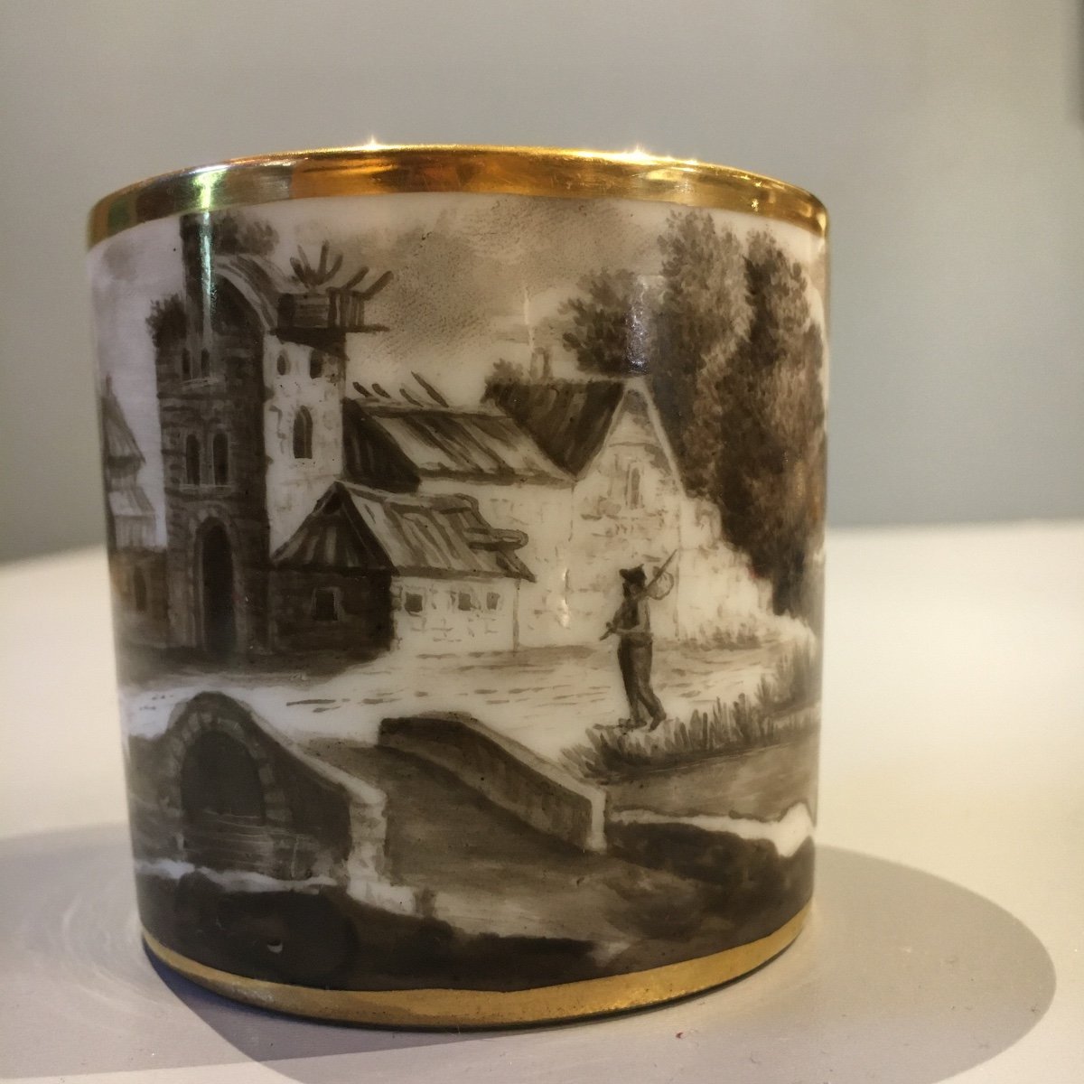 Porcelaine Tasse Litron En Grisaille-photo-4
