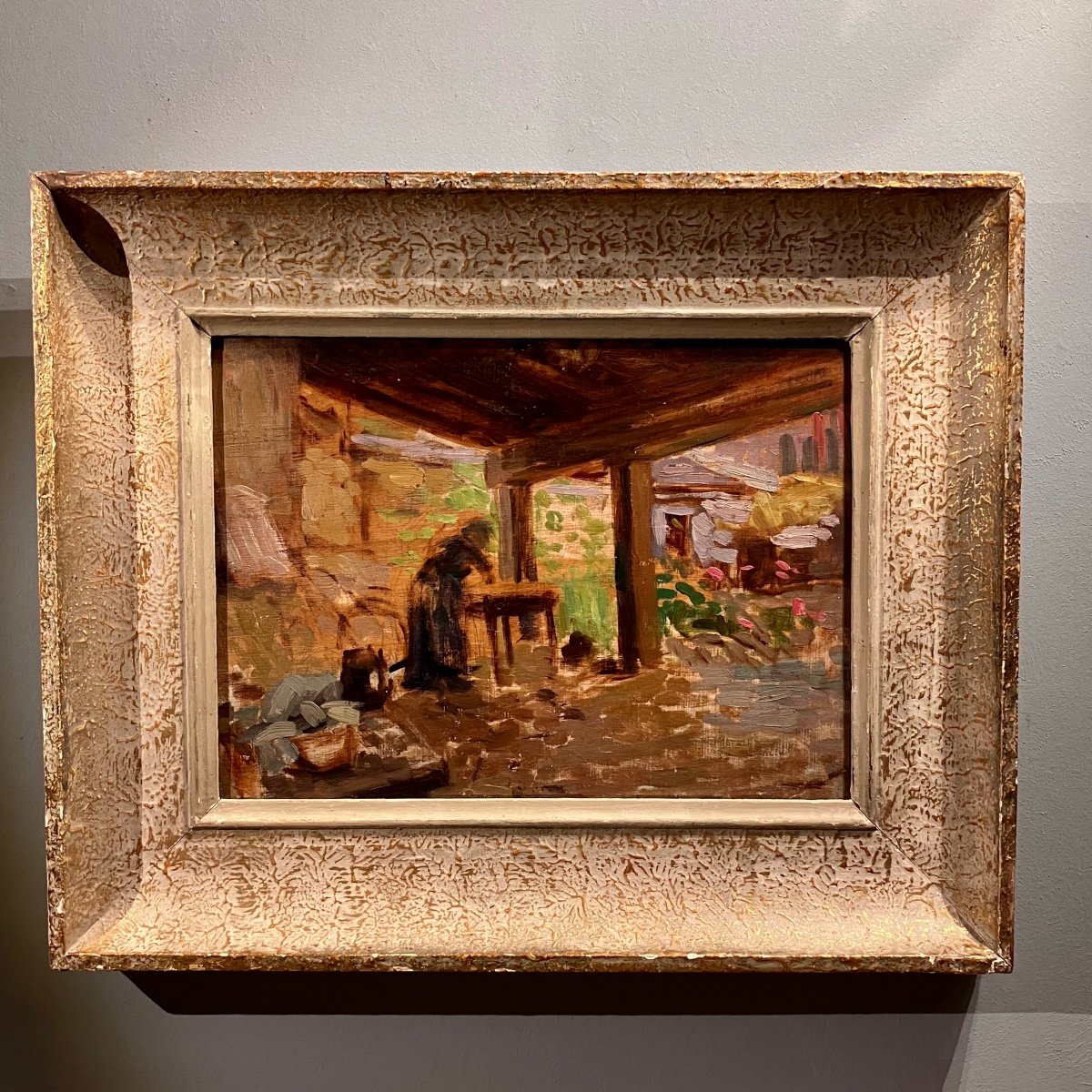 Oil On Wood Impressionist Study Early 20th Century
